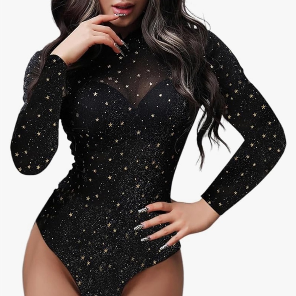 New Large rhinestone bodysuit